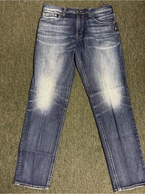 Silver Jeans Co Eddie Jeans Mens 34x35 Dark Wash Straight Fit Denim